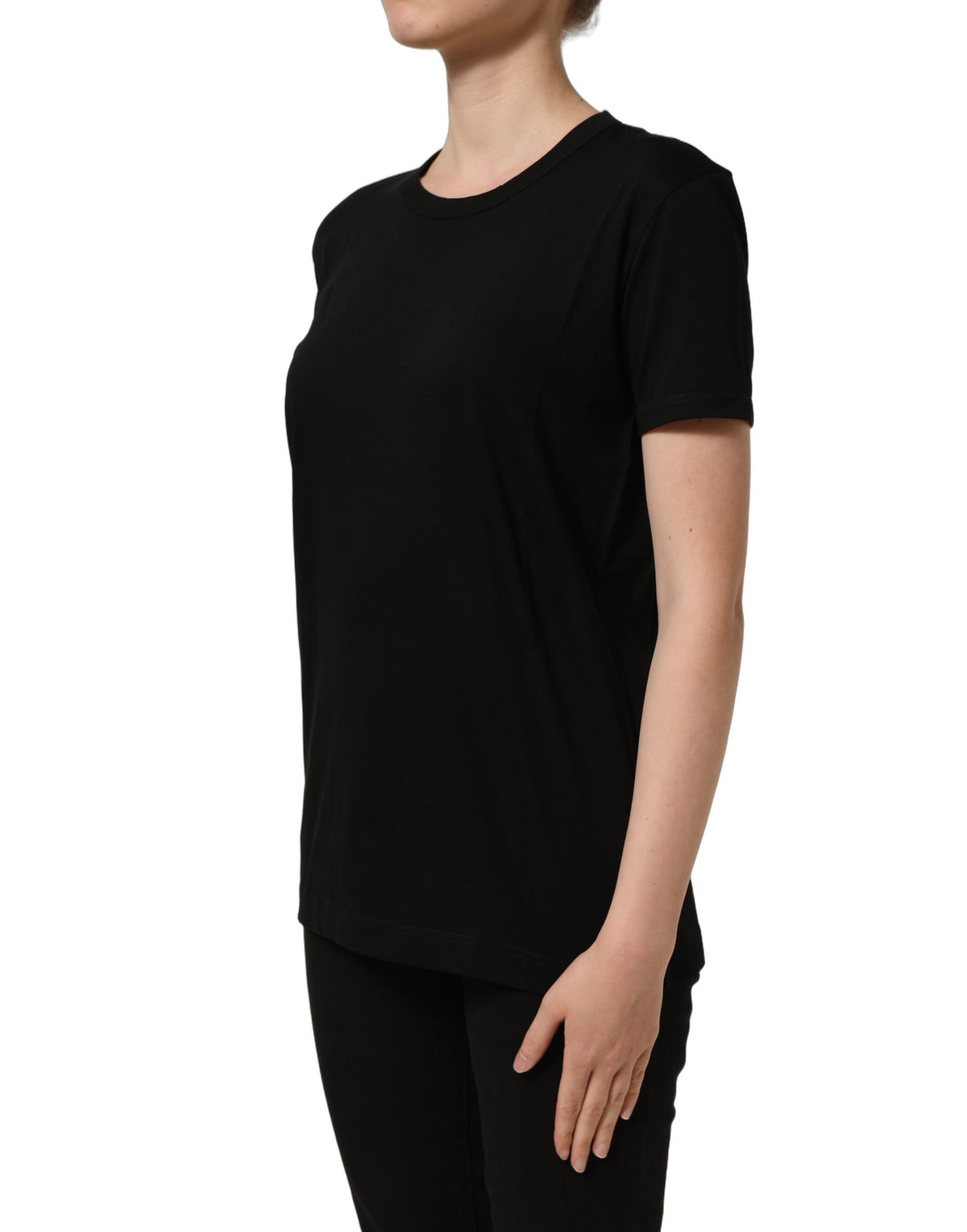 T-shirt Dolce & Gabbana en coton noir à col rond et manches courtes