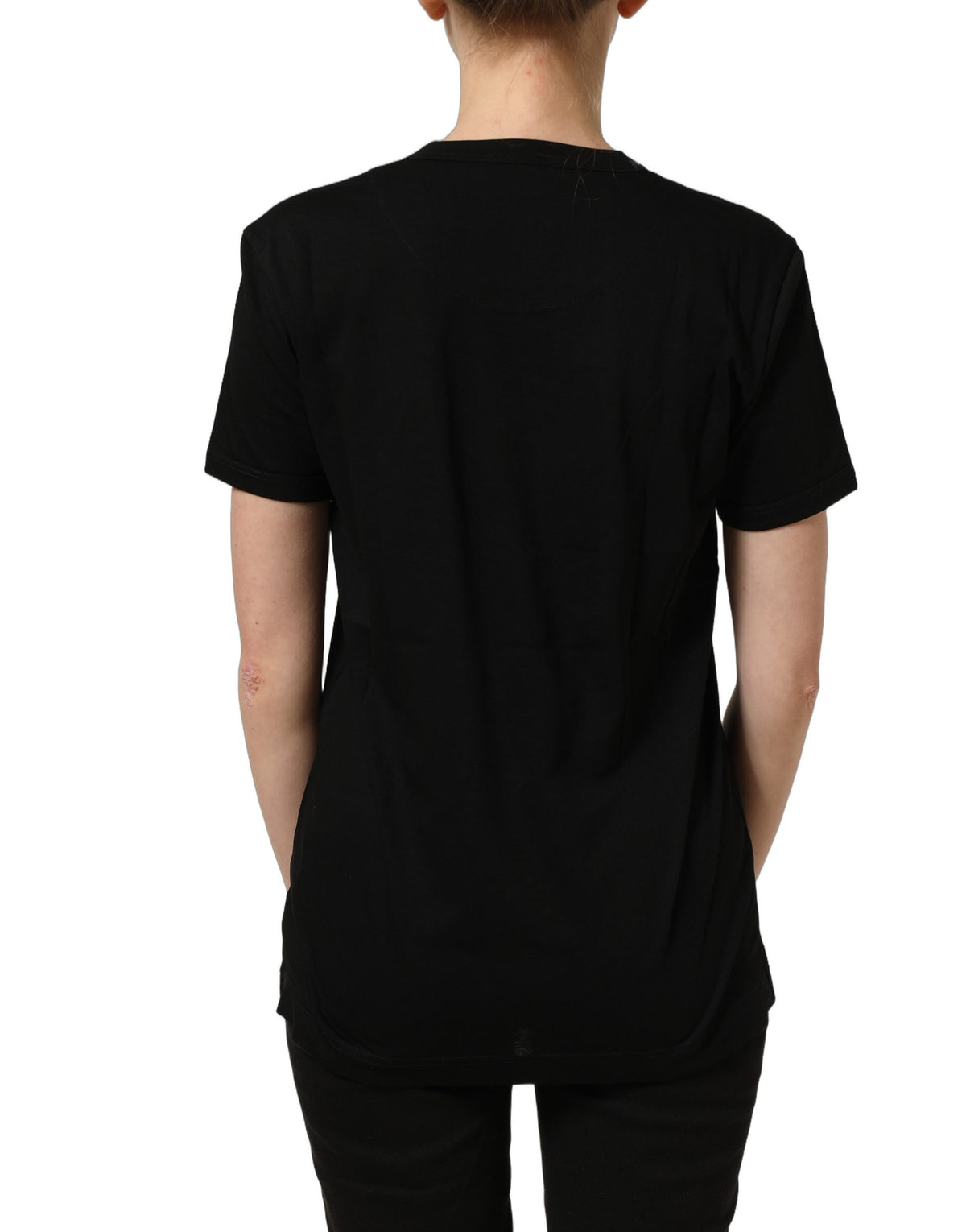 T-shirt Dolce & Gabbana en coton noir à col rond et manches courtes