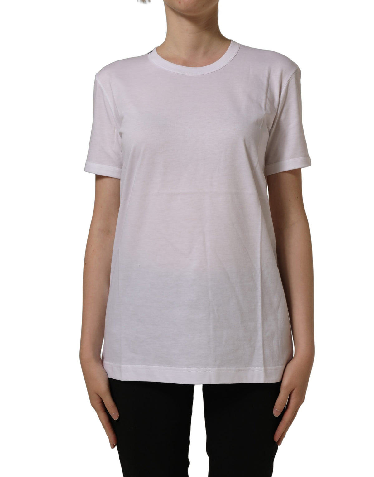 T-shirt Dolce & Gabbana en coton blanc à col rond et manches courtes