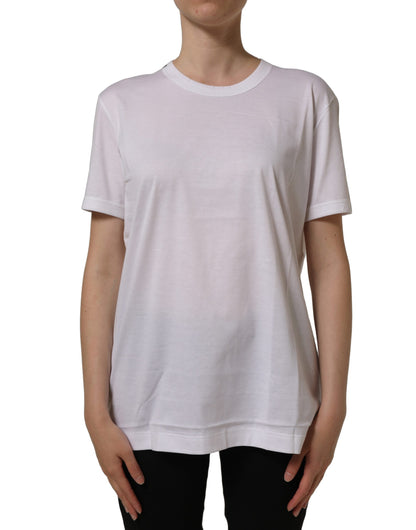 Dolce & Gabbana White Cotton Crew Neck Short Sleeves T-shirt