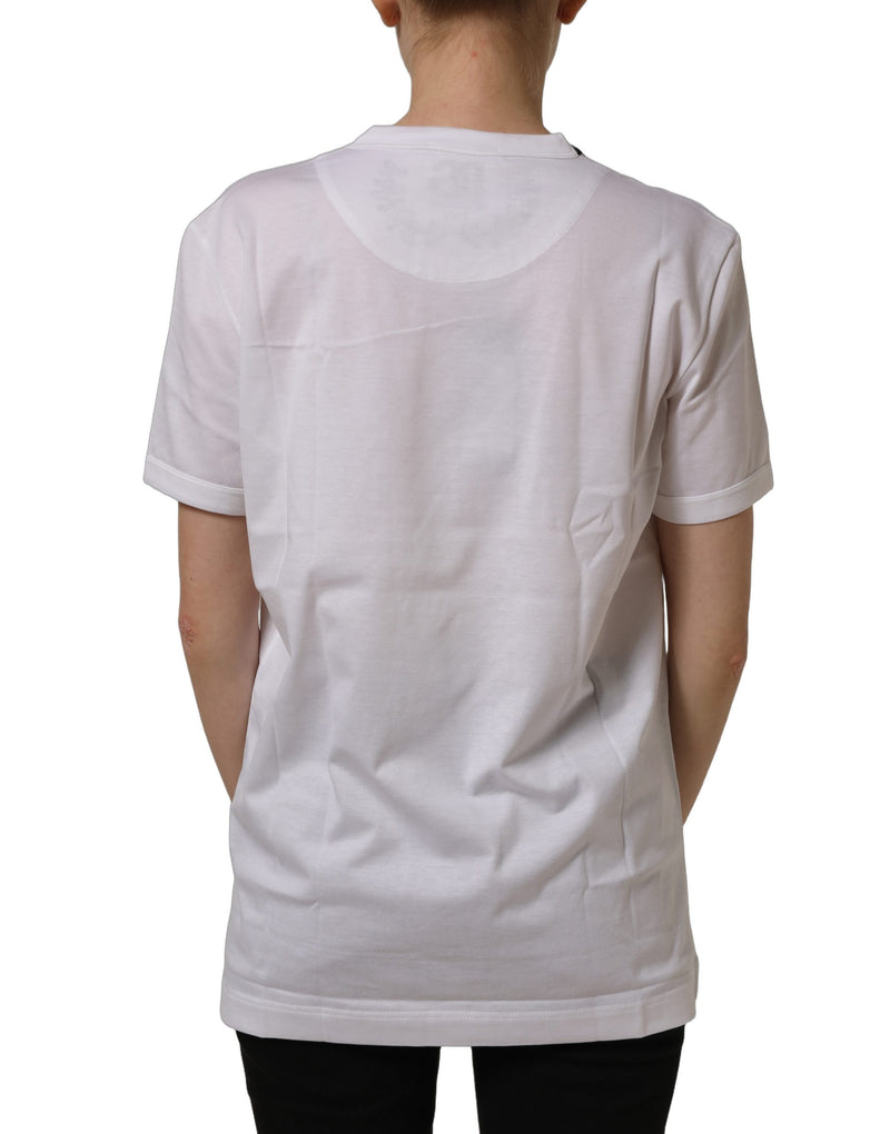 Dolce & Gabbana White Cotton Crew Neck Short Sleeves T-shirt