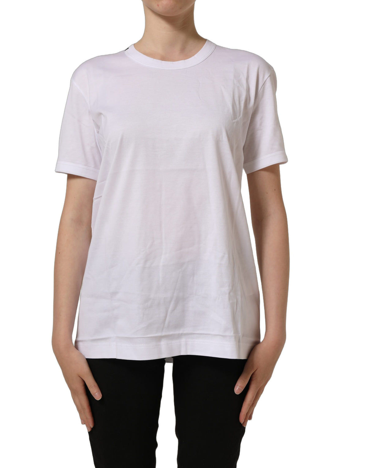 T-shirt Dolce & Gabbana en coton blanc à col rond et manches courtes