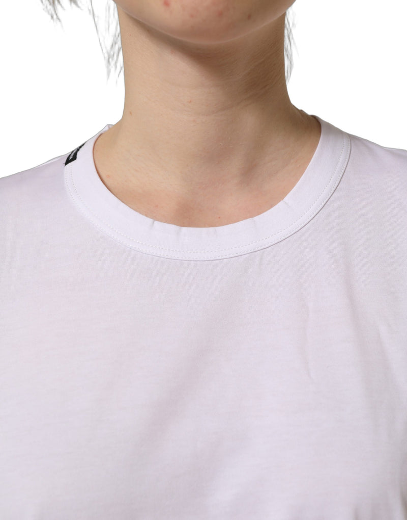 Dolce & Gabbana White Cotton Crew Neck Short Sleeves T-shirt