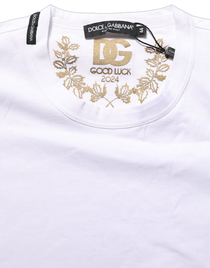 Dolce & Gabbana White Cotton Crew Neck Short Sleeves T-shirt