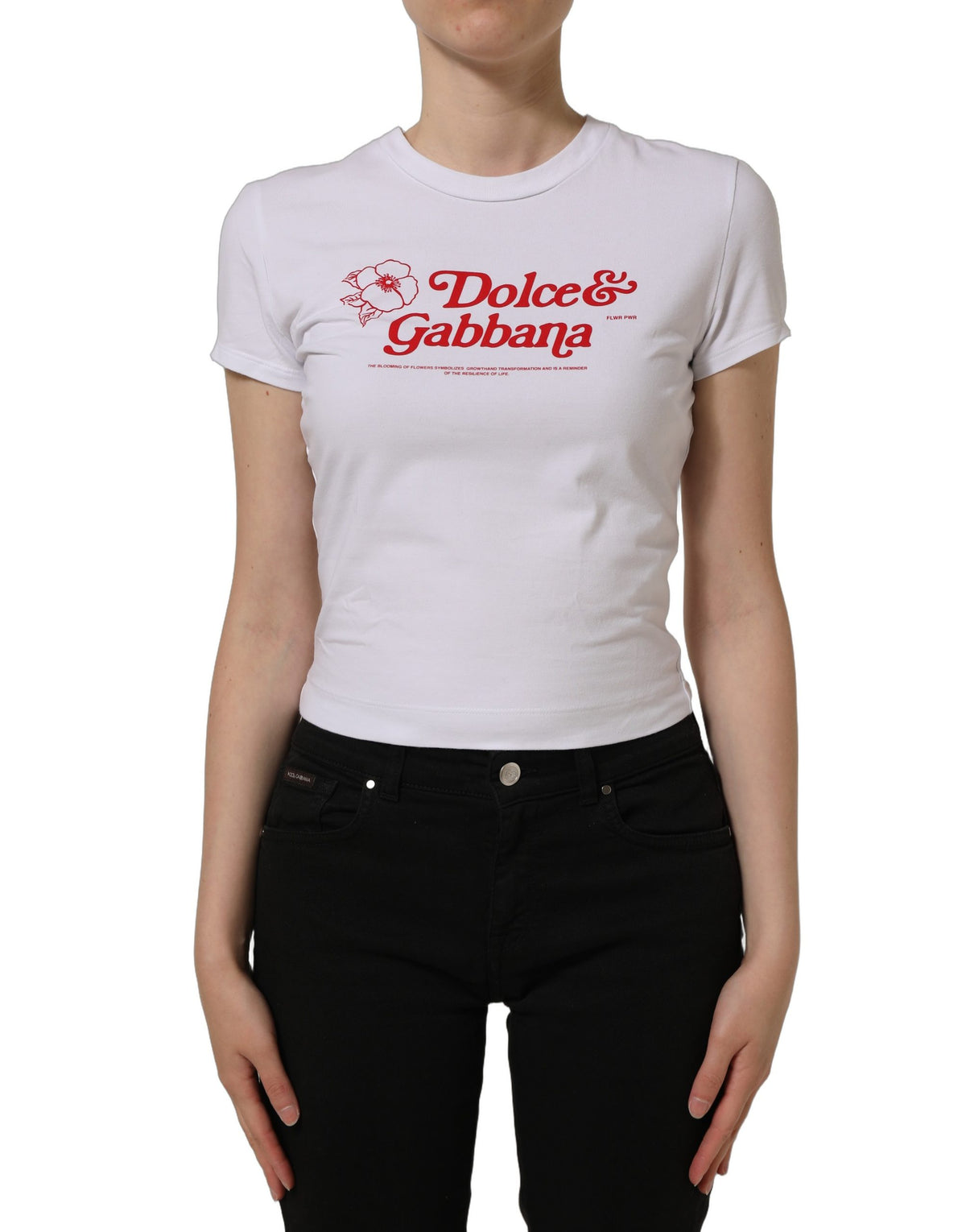T-shirt col rond blanc Dolce & Gabbana à imprimé logo floral