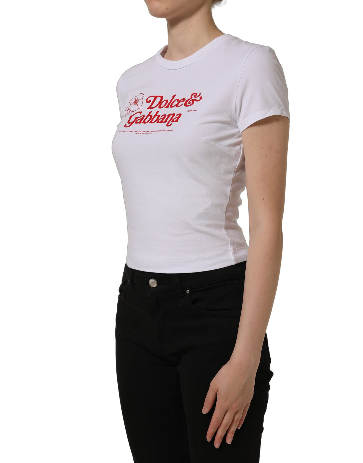 T-shirt col rond blanc Dolce & Gabbana à imprimé logo floral