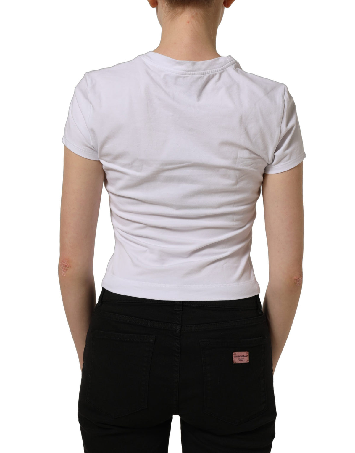 T-shirt col rond blanc Dolce & Gabbana à imprimé logo floral