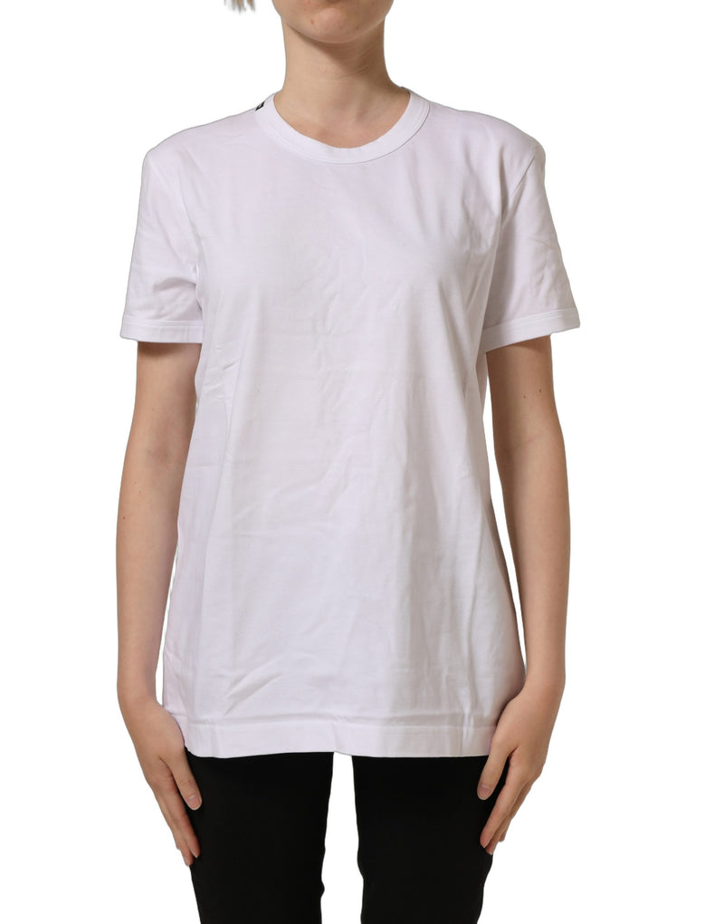 Dolce & Gabbana White Cotton Crew Neck Short Sleeves T-shirt