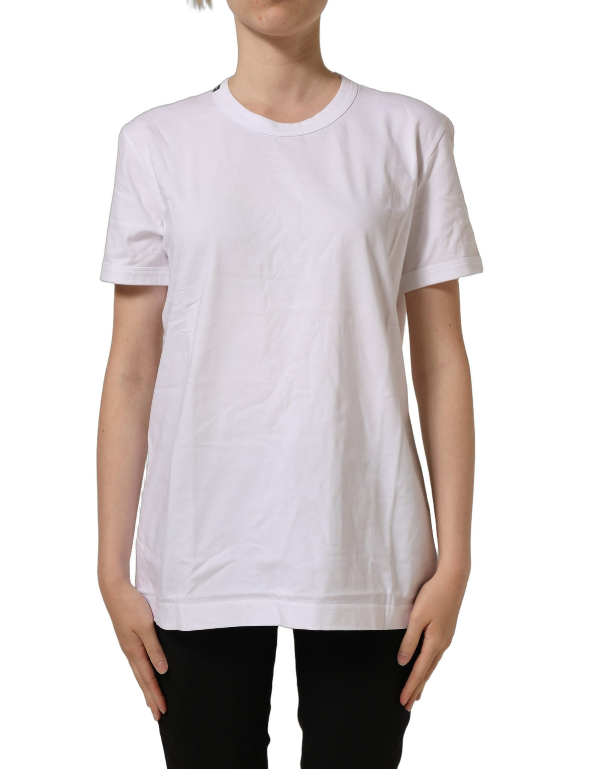 T-shirt Dolce & Gabbana en coton blanc à col rond et manches courtes