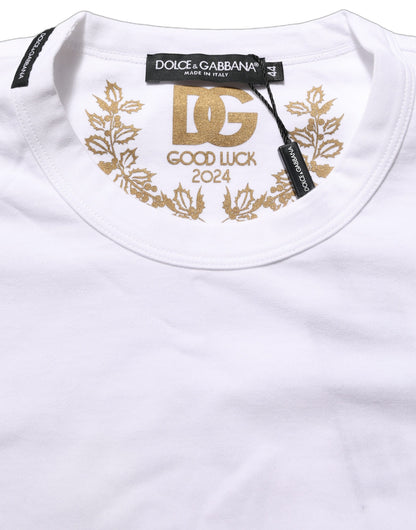 Dolce & Gabbana White Cotton Crew Neck Short Sleeves T-shirt