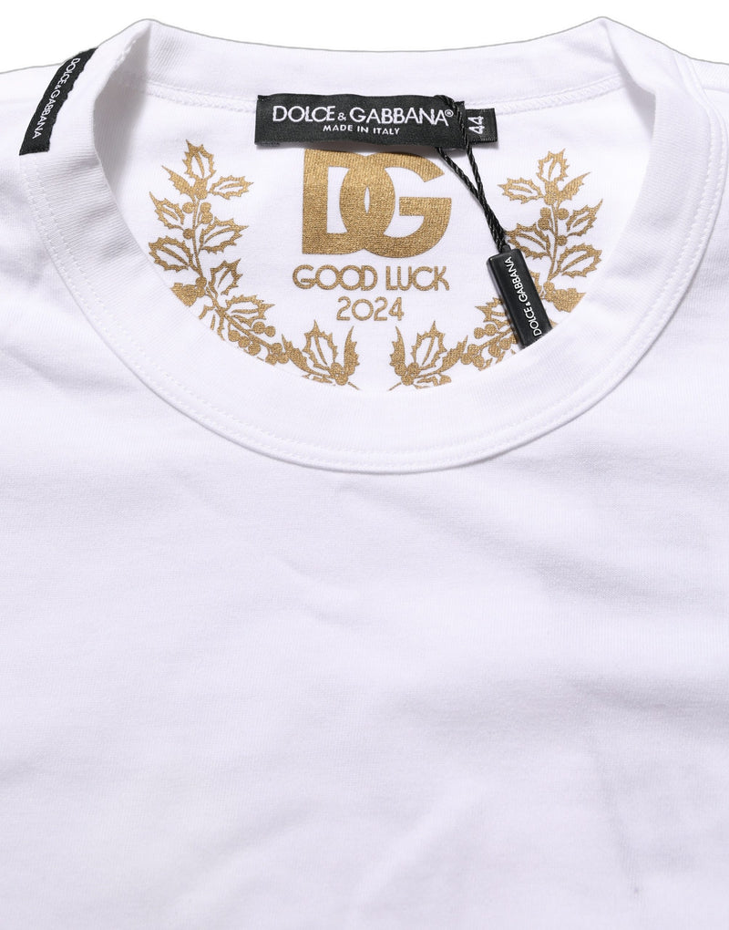 Dolce & Gabbana White Cotton Crew Neck Short Sleeves T-shirt