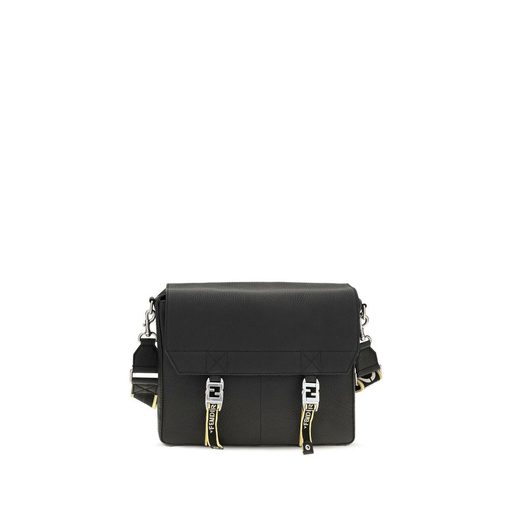Sac porté épaule Fendi en cuir de veau noir Bos Taurus