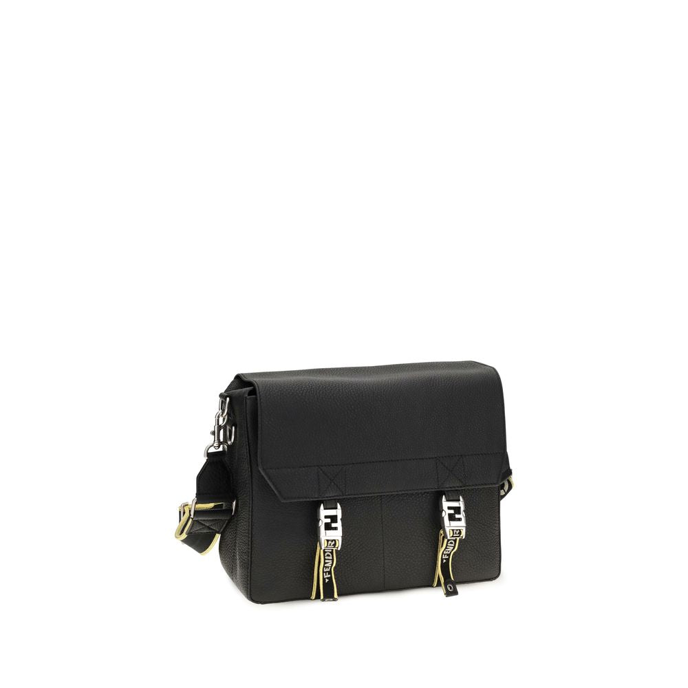 Sac porté épaule Fendi en cuir de veau noir Bos Taurus