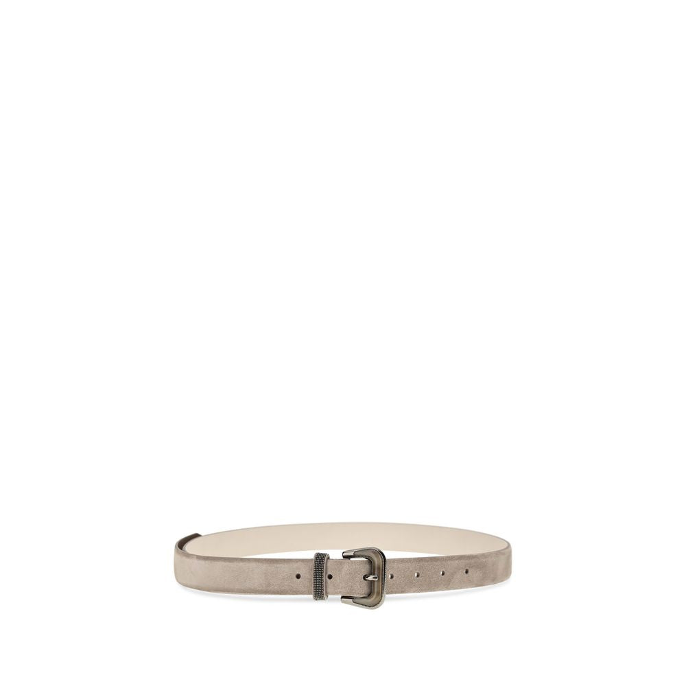 Ceinture Brunello Cucinelli en cuir de veau beige Bos Taurus coupe droite