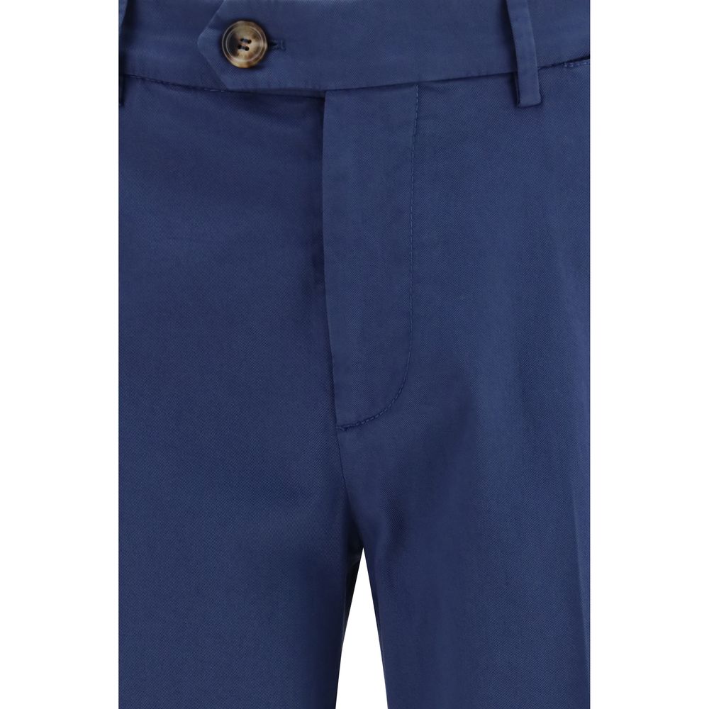 Pantalon en coton bleu Brunello Cucinelli