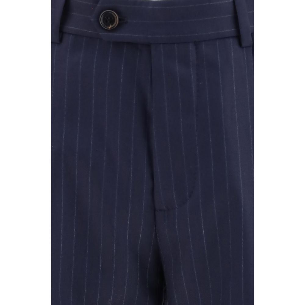 Brunello Cucinelli Pantalon habillé Oves Aries en laine bleue