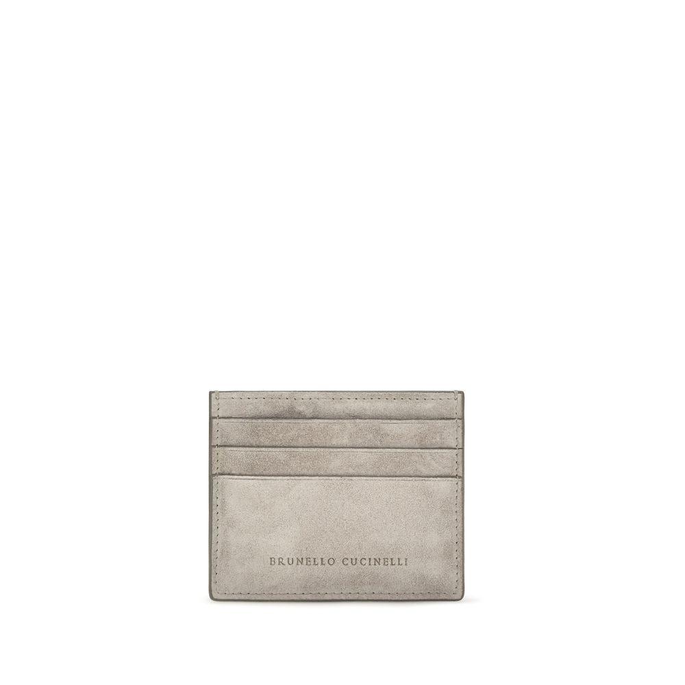 Portefeuille Brunello Cucinelli en cuir de veau gris Bos Taurus