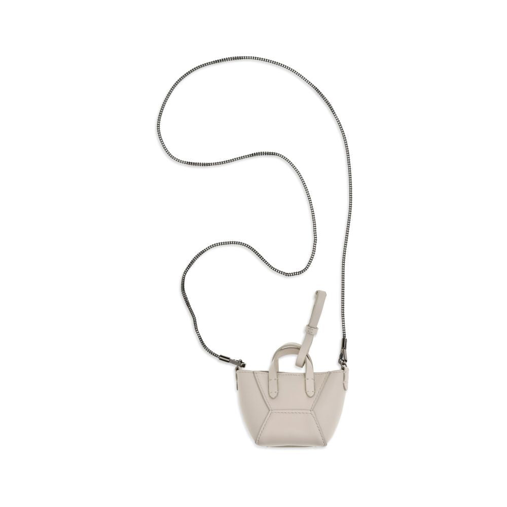 Sac porté épaule Brunello Cucinelli en cuir de veau beige Bos Taurus