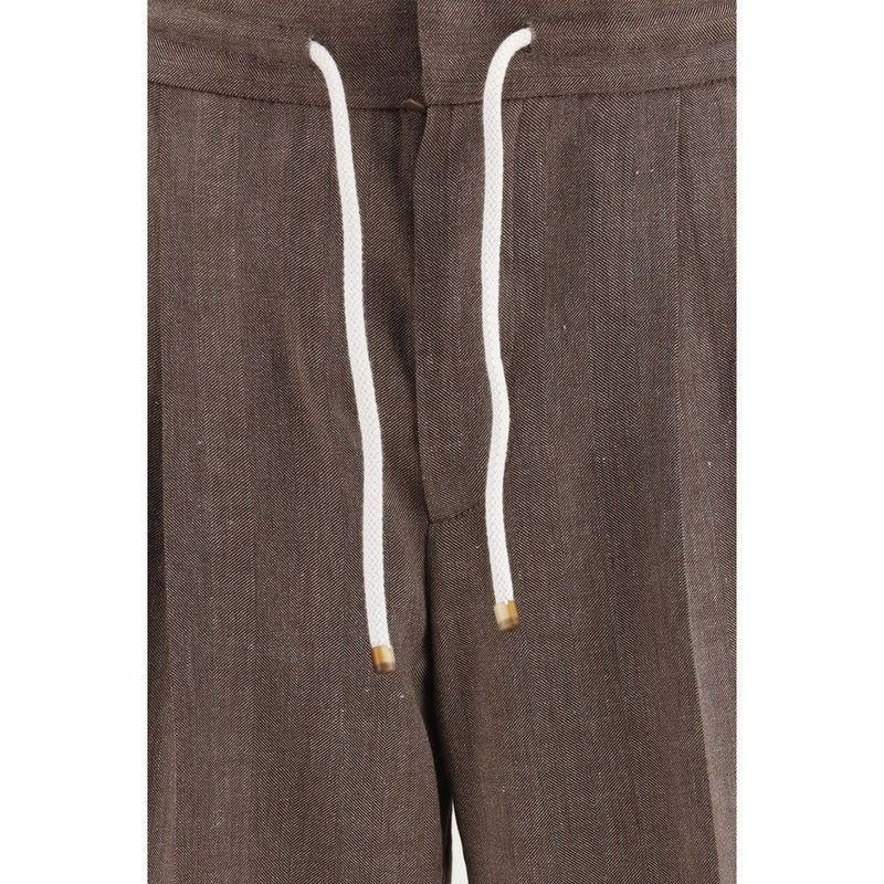 Brunello Cucinelli Brown Linen Casual Pants