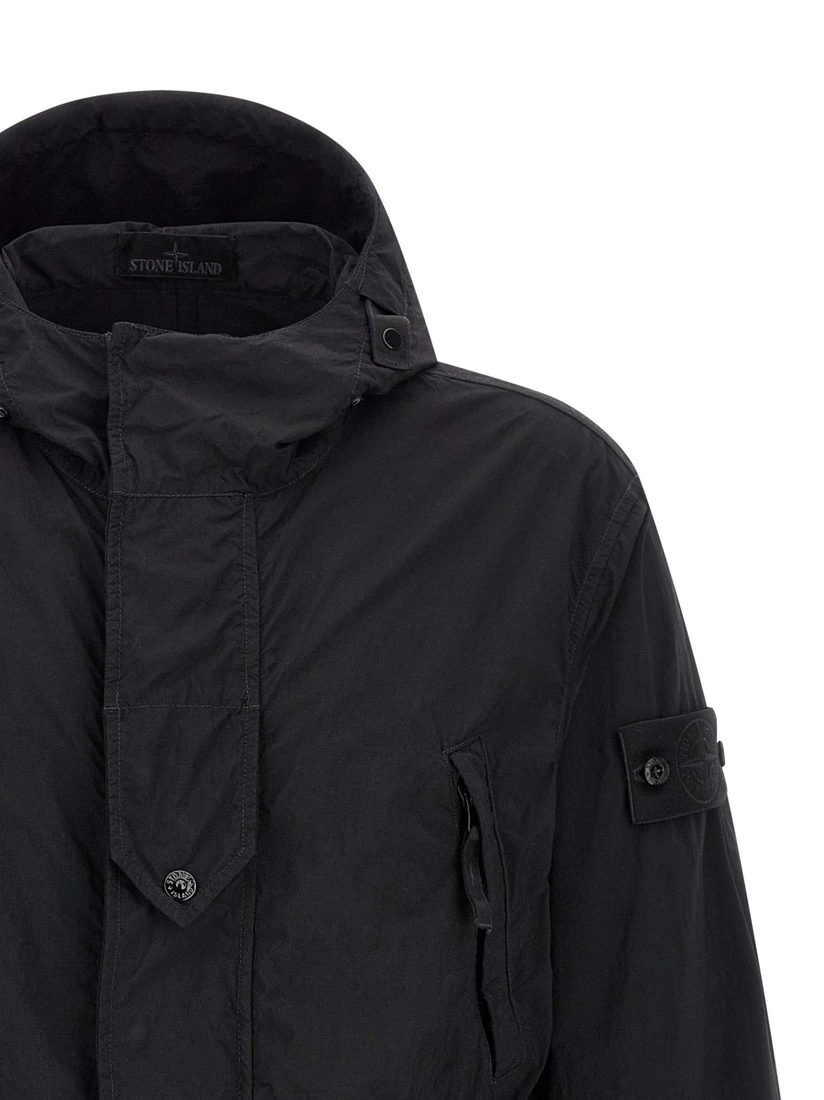Veste Stone Island en coque de polyamide noir