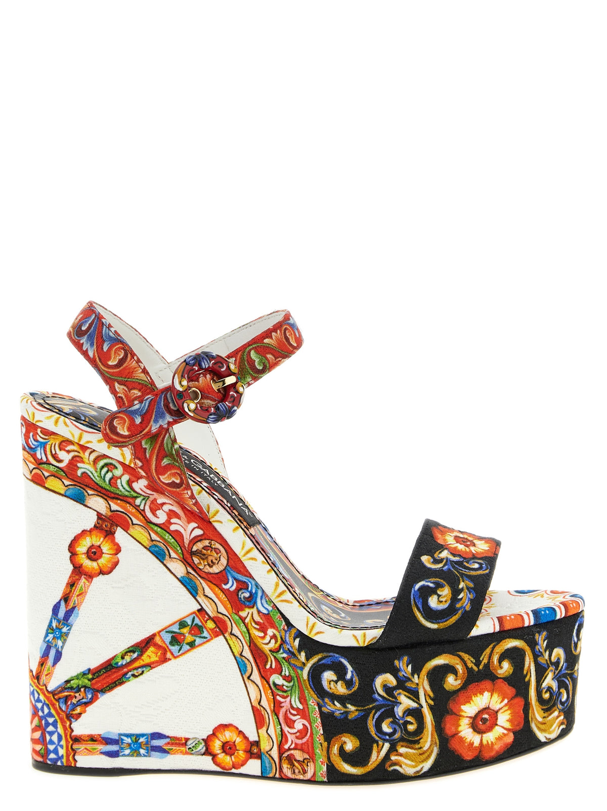 Sandales compensées multicolores en viscose Dolce & Gabbana