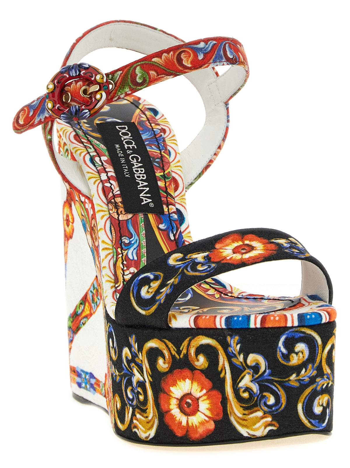 Sandales compensées multicolores en viscose Dolce & Gabbana