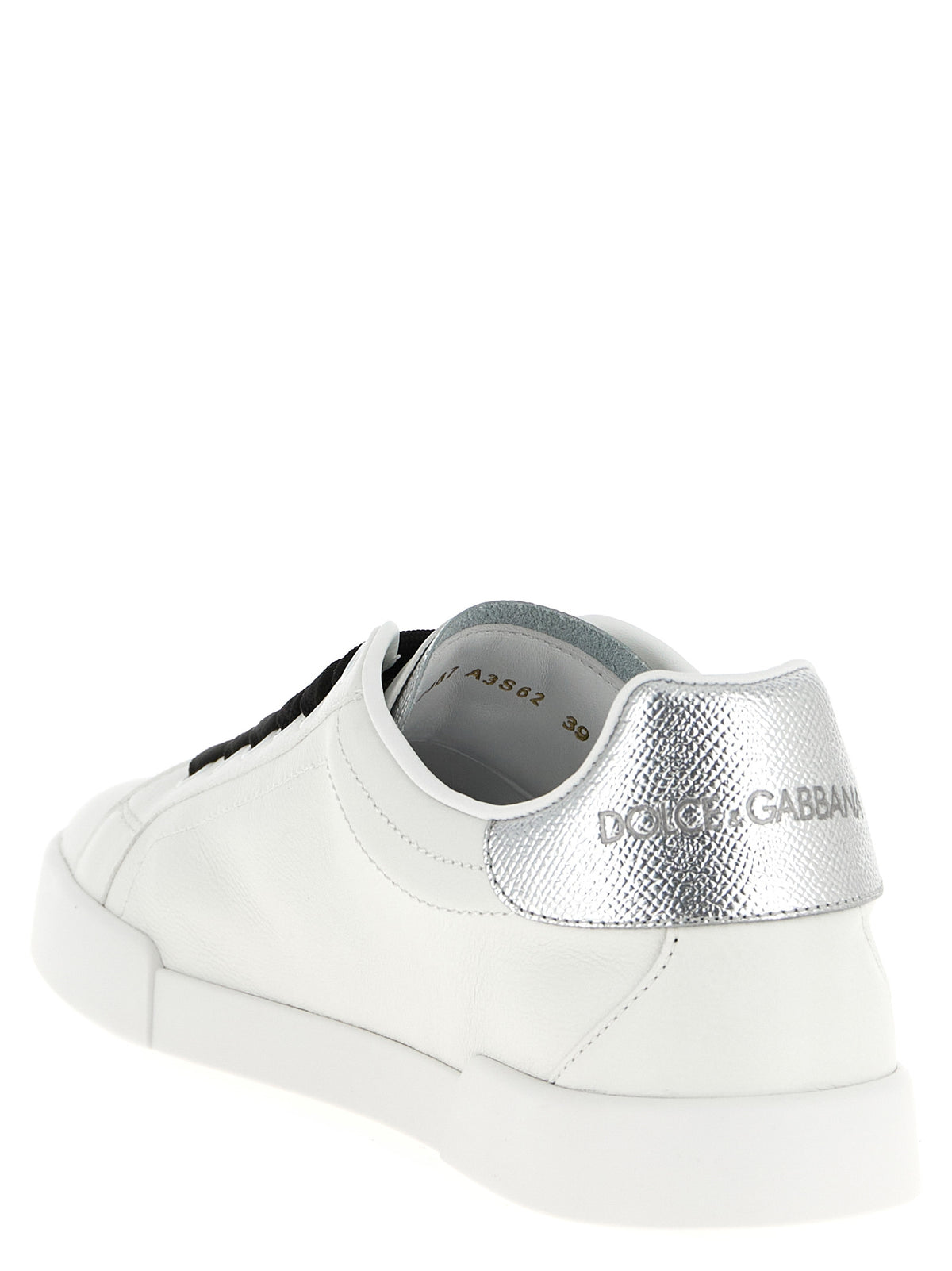 Baskets basses Dolce & Gabbana en cuir de veau argenté
