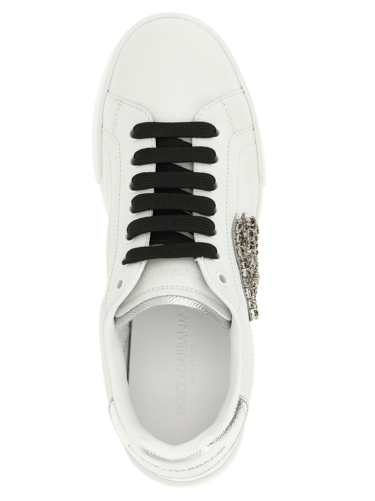 Baskets basses Dolce & Gabbana en cuir de veau argenté