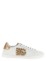 Baskets basses en cuir de veau doré Dolce & Gabbana