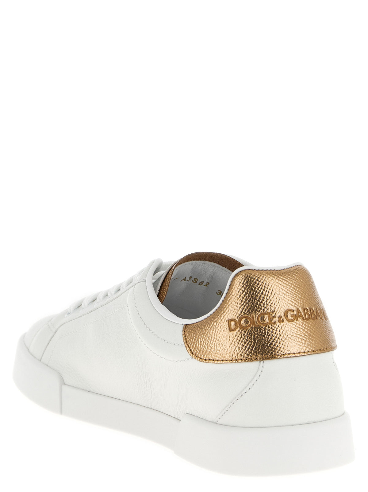 Baskets basses en cuir de veau doré Dolce & Gabbana