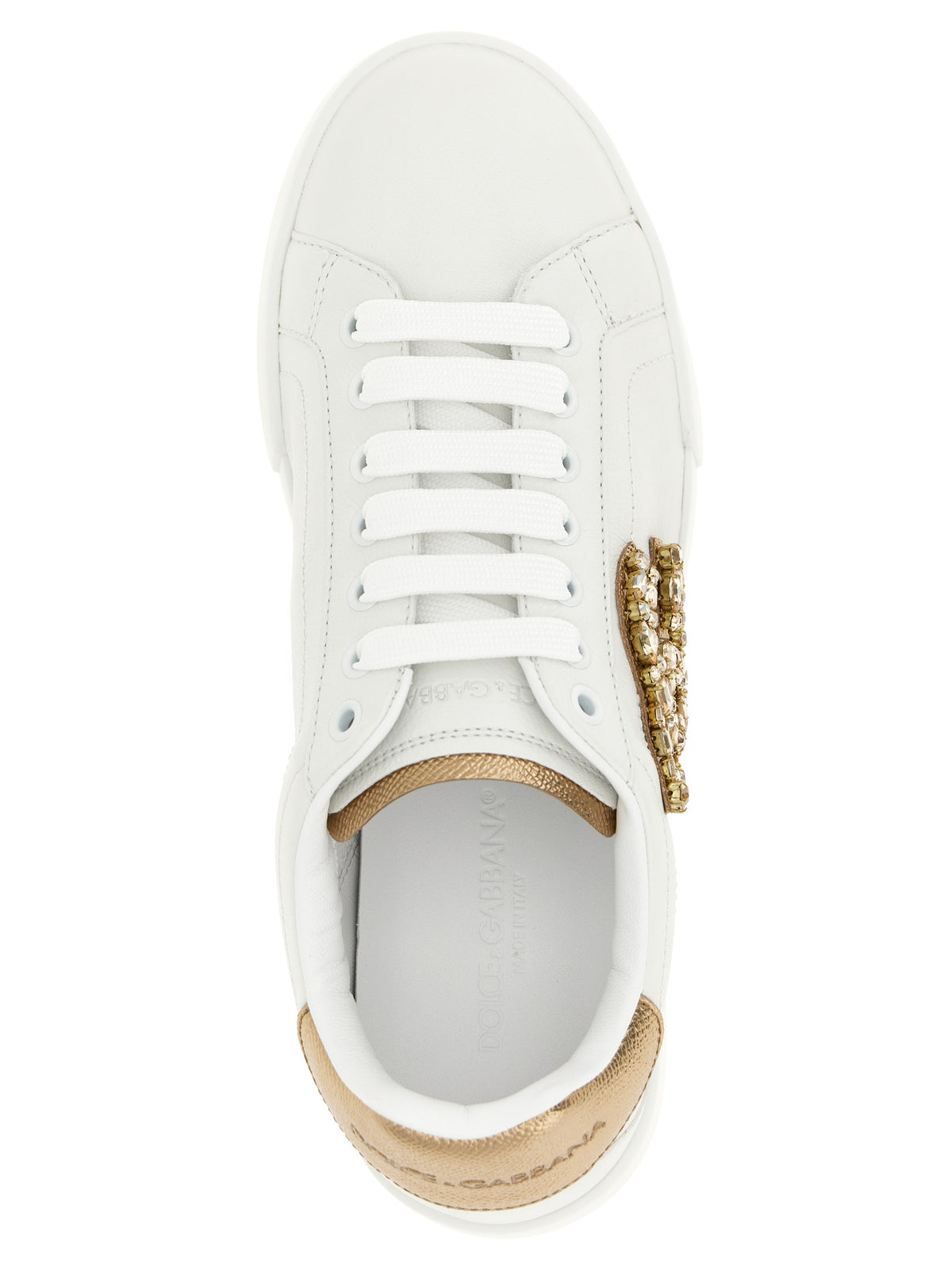 Baskets basses en cuir de veau doré Dolce & Gabbana