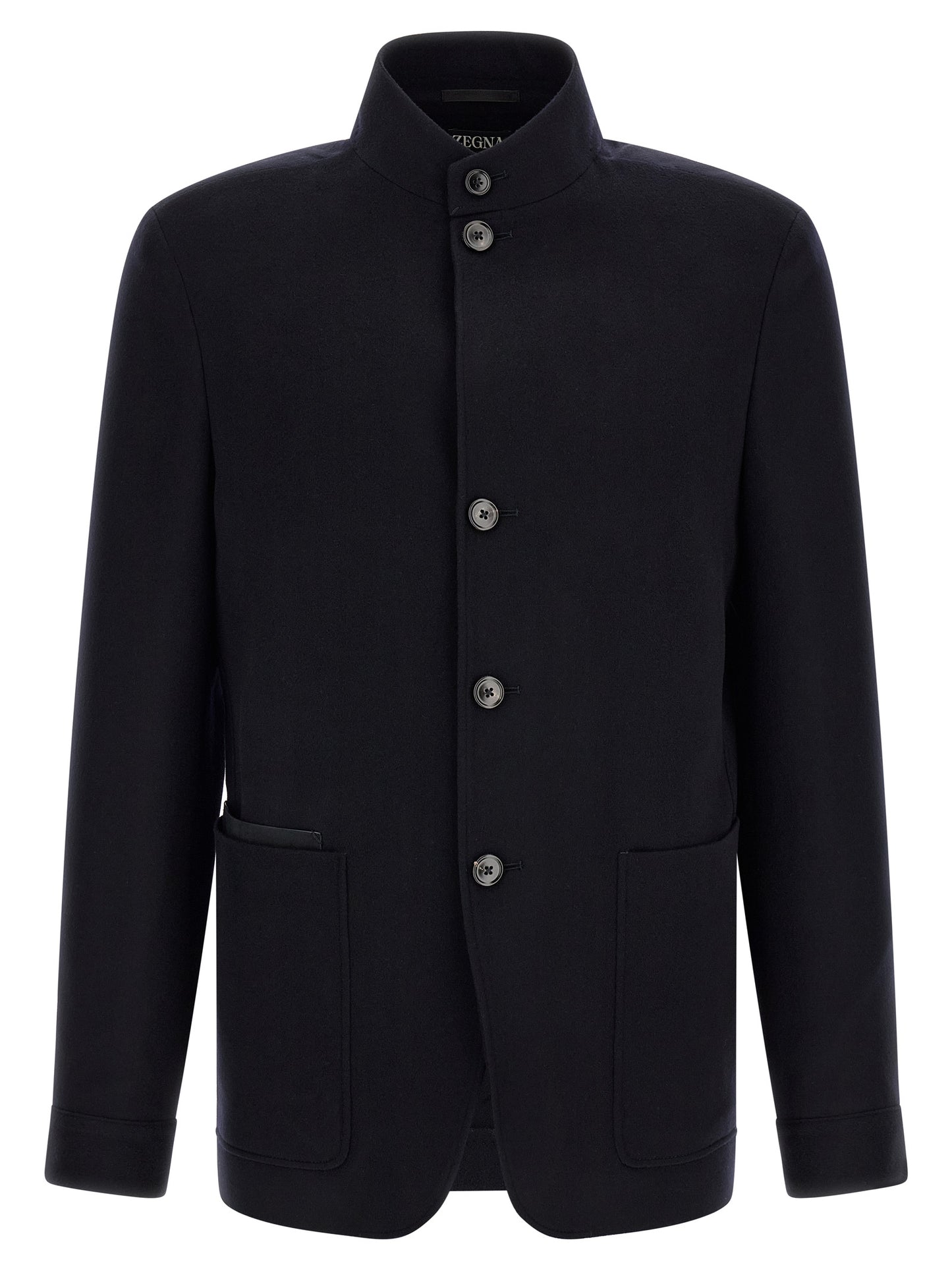 ZEGNA Blue Cashmere Full-Length Jacket
