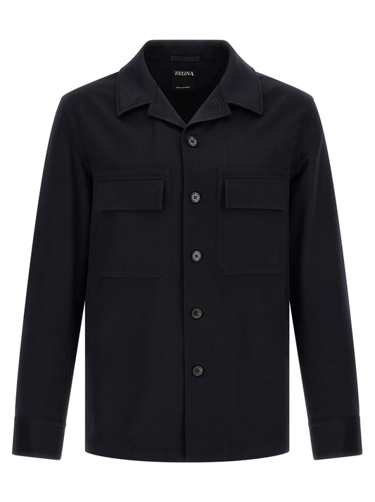 ZEGNA Blue Wool Blouse