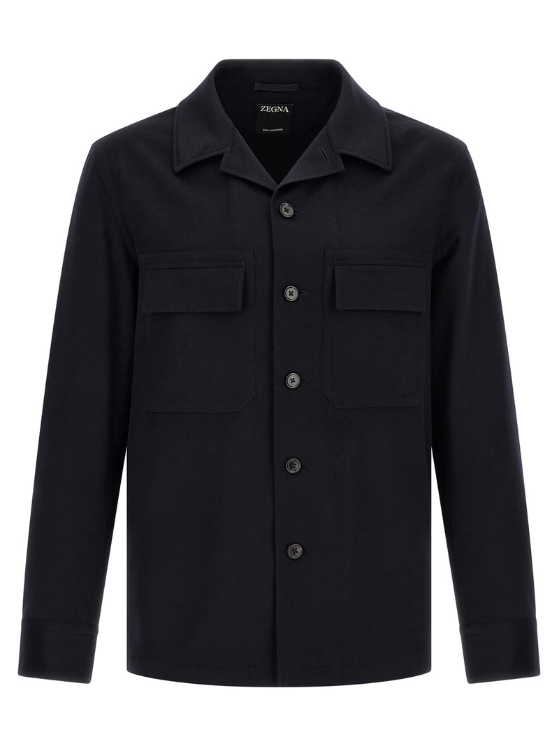 ZEGNA Blue Wool Blouse