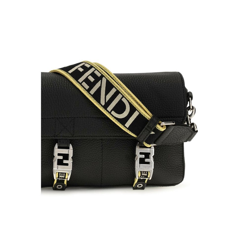 Fendi Black Calf Leather Bos Taurus Shoulder Bag