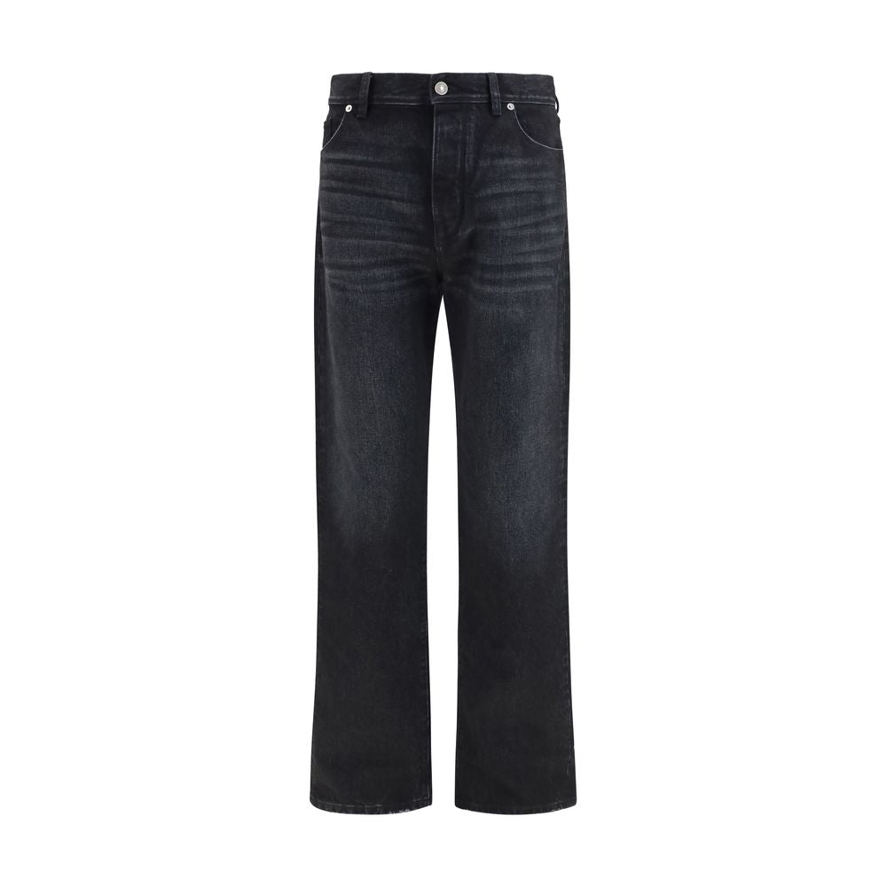 Jeans droits en coton noir Fendi