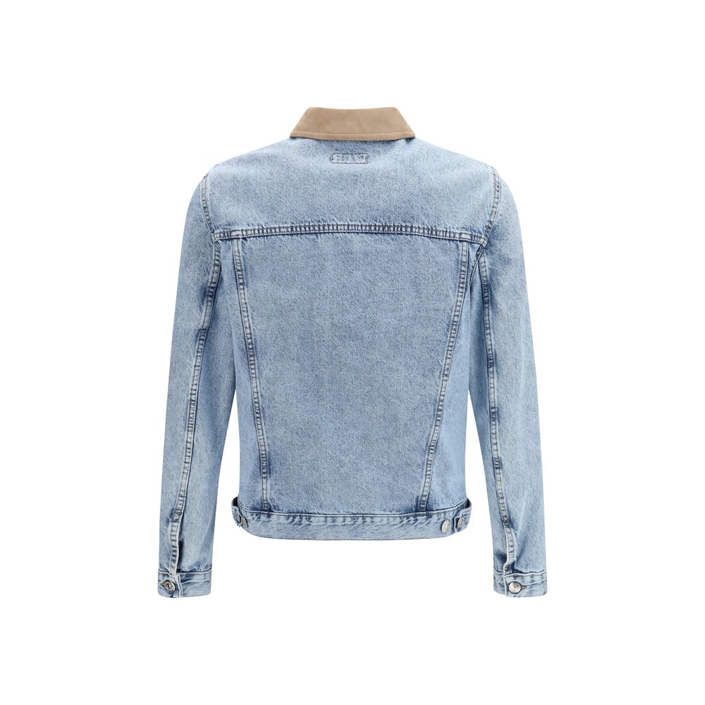 Brunello Cucinelli Blouson en jean de coton bleu