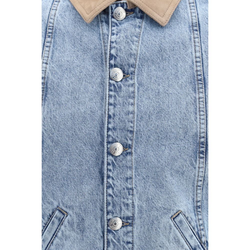 Brunello Cucinelli Blouson en jean de coton bleu