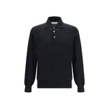 T-shirt noir en coton à manches longues Brunello Cucinelli