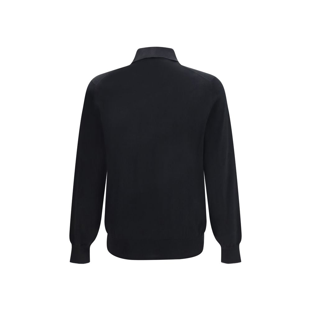 T-shirt noir en coton à manches longues Brunello Cucinelli