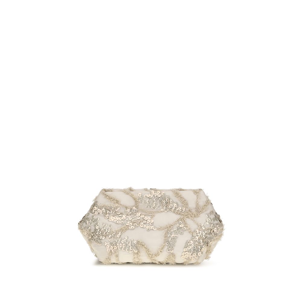 Sac à bandoulière en soie beige Brunello Cucinelli
