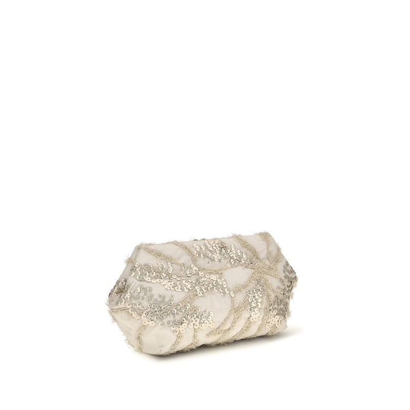 Brunello Cucinelli Beige Silk Shoulder Bag