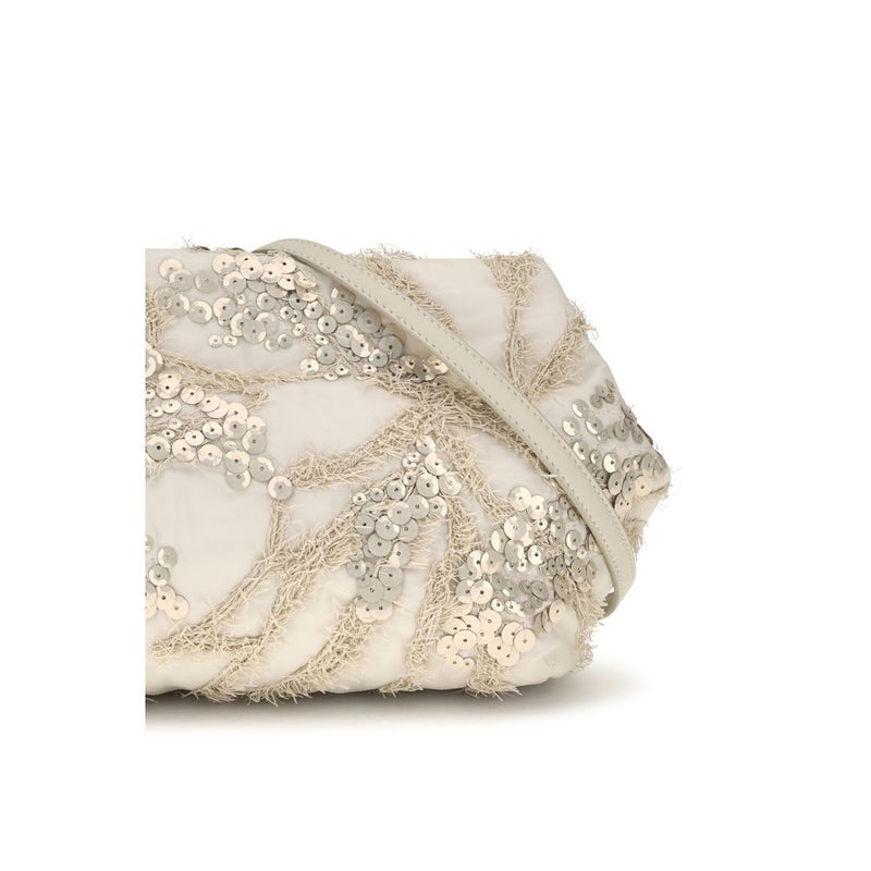 Brunello Cucinelli Beige Silk Shoulder Bag
