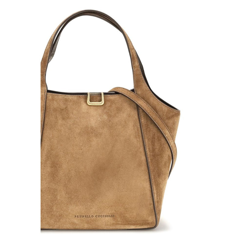 Brunello Cucinelli Beige Calf Leather Bos Taurus Shoulder Bag