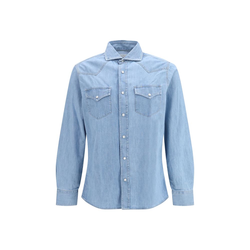 Chemise en jean bleue Brunello Cucinelli