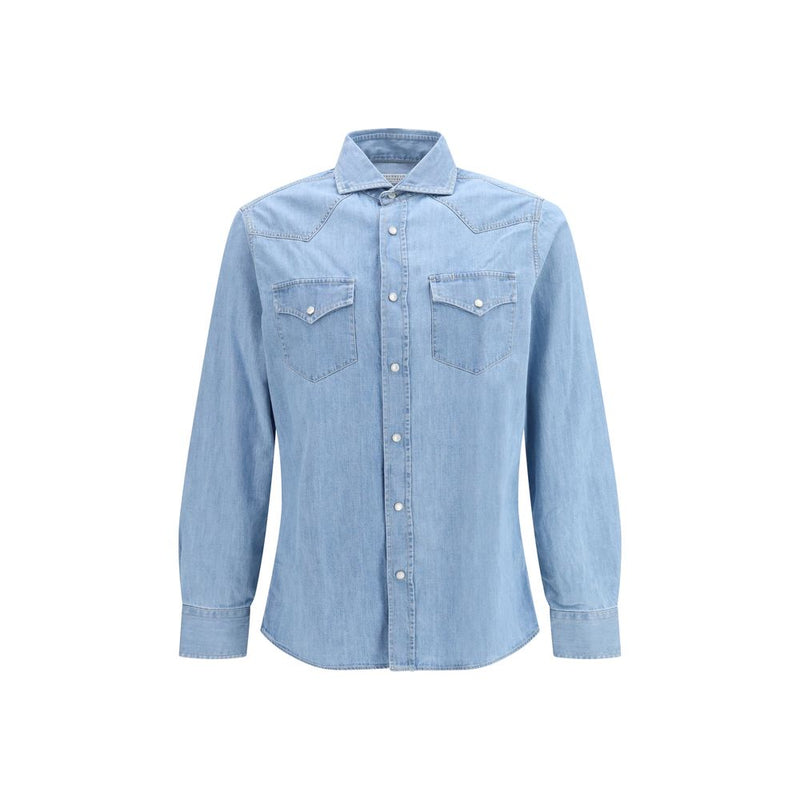 Brunello Cucinelli Blue Denim Shirt