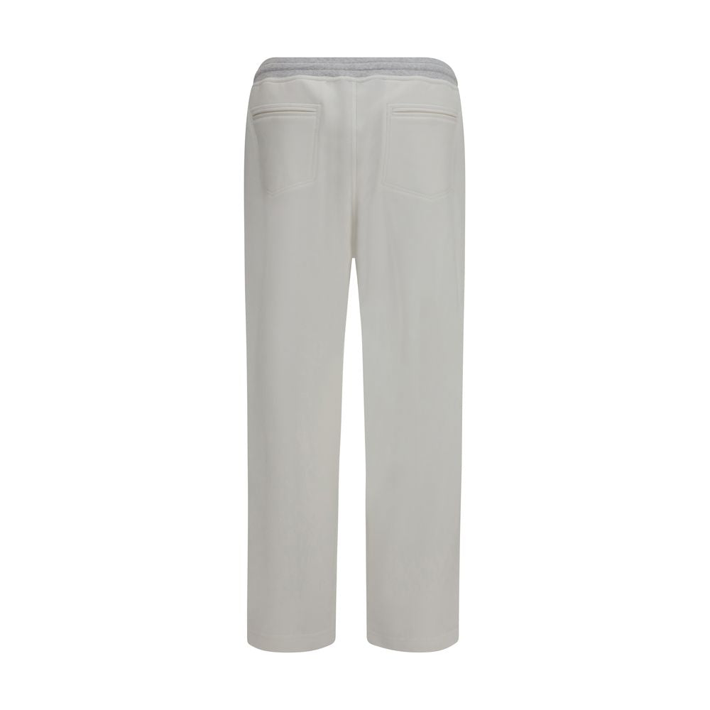 Pantalon décontracté en coton blanc Brunello Cucinelli