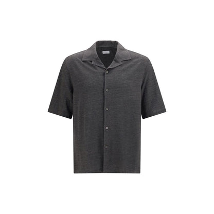 Brunello Cucinelli Gray Linen Shortsleeve Shirt