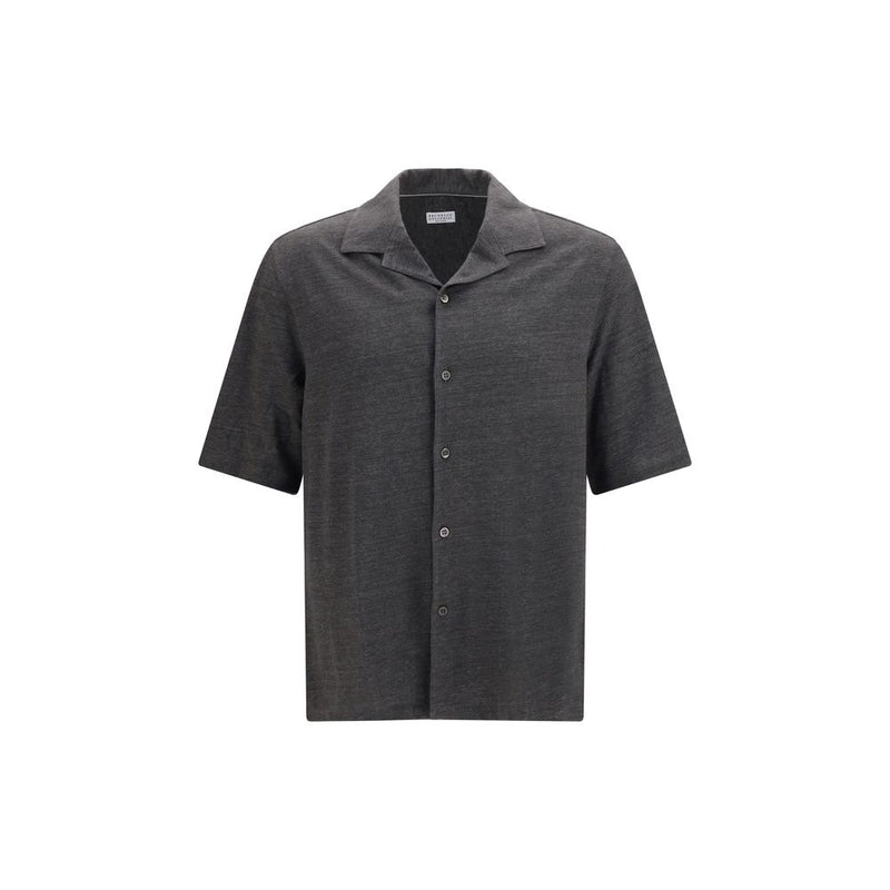 Brunello Cucinelli Gray Linen Shortsleeve Shirt