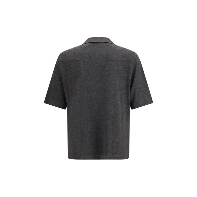 Brunello Cucinelli Gray Linen Shortsleeve Shirt